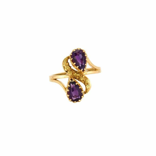 Bague 54 Bague toi et moi en or jaune 750 avec améthystes 58 Facettes LP984/13