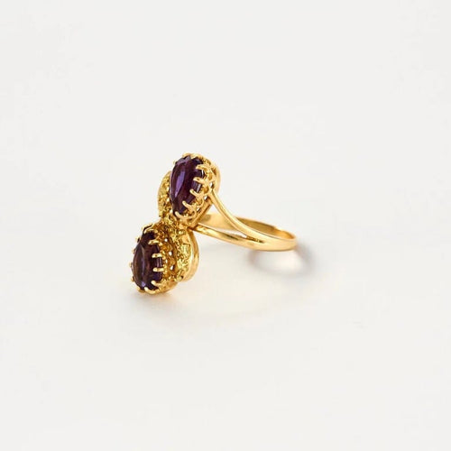 Bague 54 Bague toi et moi en or jaune 750 avec améthystes 58 Facettes LP984/13