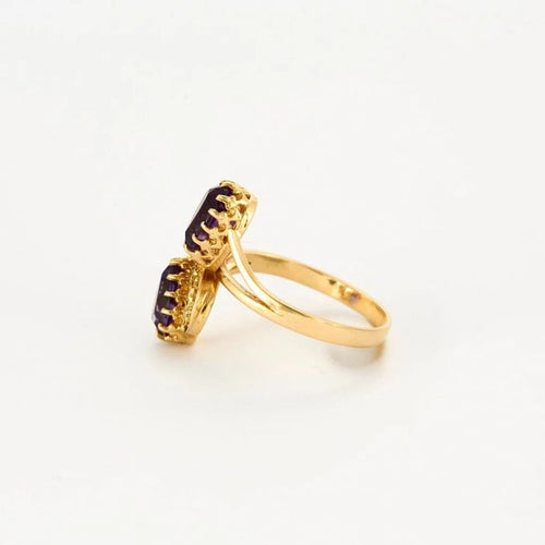 Bague 54 Bague toi et moi en or jaune 750 avec améthystes 58 Facettes LP984/13
