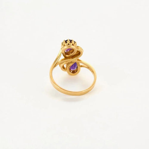 Bague 54 Bague toi et moi en or jaune 750 avec améthystes 58 Facettes LP984/13