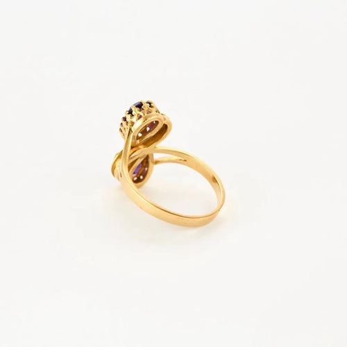Bague 54 Bague toi et moi en or jaune 750 avec améthystes 58 Facettes LP984/13