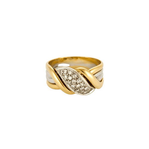 Bague 55 Bague en or jaune et blanc 18 ct sertie de diamants 58 Facettes LP983/13