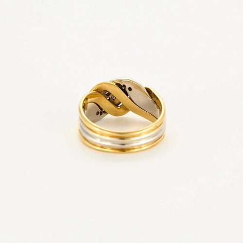 Bague 55 Bague en or jaune et blanc 18 ct sertie de diamants 58 Facettes LP983/13