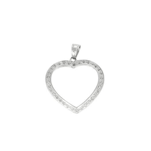 Pendentif Pendentif cœur en or blanc 18 carats et diamants 58 Facettes LP1115/16