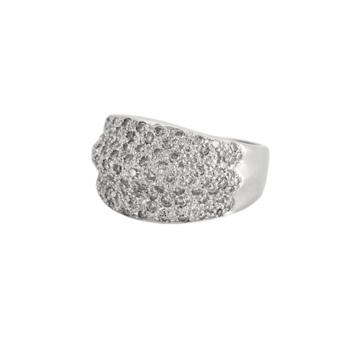 Bague 51.5 Bague vague en or blanc 750 sertie de diamants 58 Facettes LP1018/13