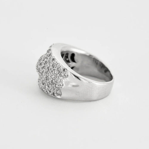 Bague 51.5 Bague vague en or blanc 750 sertie de diamants 58 Facettes LP1018/13