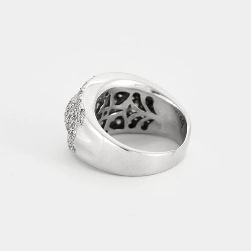 Bague 51.5 Bague vague en or blanc 750 sertie de diamants 58 Facettes LP1018/13
