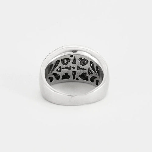 Bague 51.5 Bague vague en or blanc 750 sertie de diamants 58 Facettes LP1018/13