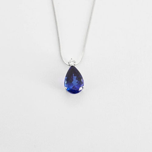 Collier Collier - Pendentif goutte d’eau en or blanc avec saphir et diamant 58 Facettes LP1107/16