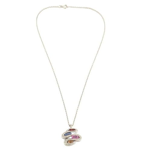 Collier Tutti Frutti - Collier en or blanc avec saphirs et diamants 58 Facettes LP1052/16