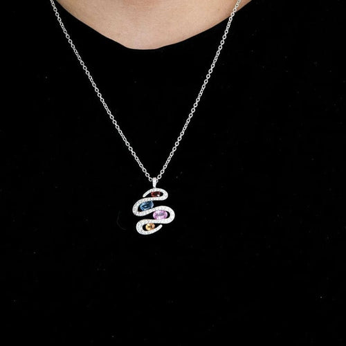 Collier Tutti Frutti - Collier en or blanc avec saphirs et diamants 58 Facettes LP1052/16