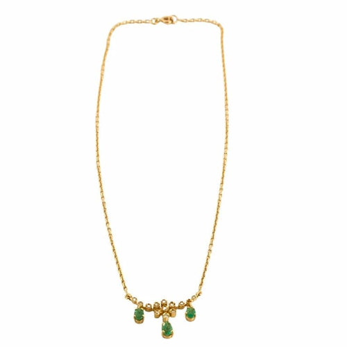 Collier Collier en or jaune 18 carats serti de diamants et émeraudes 58 Facettes LP1040/16