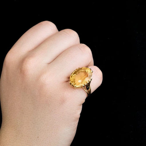 Bague 53 Bague en or jaune 18 carats avec citrine ovale 8,1 ct 58 Facettes LP1084/14