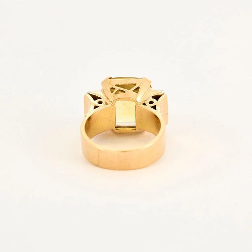 Bague 53 Bague tank en or jaune et blanc 18 carats, saphir jaune et diamants 58 Facettes LP1045/12