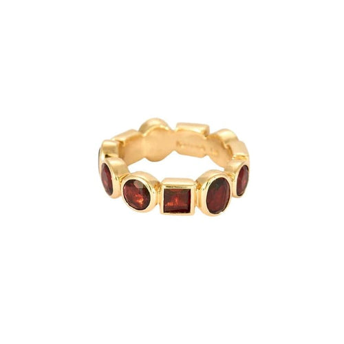 Bague 49 MMA - Parure bague et boucles d’oreilles en or jaune et grenats 58 Facettes LP986-LP987/15