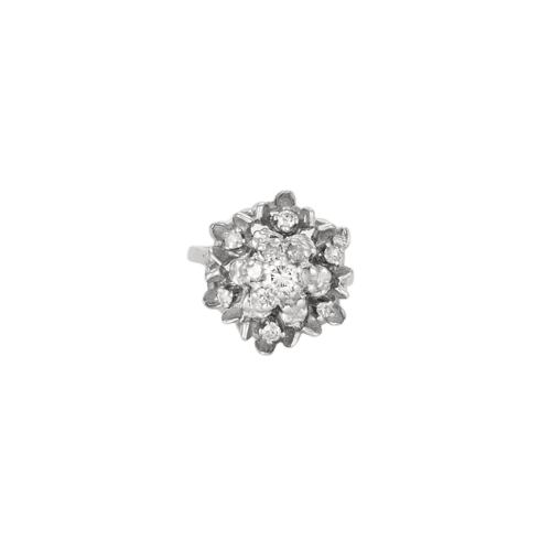 Bague 54 Bague fleur en or blanc 750 et diamants 58 Facettes LP1057/13