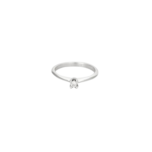 Bague 51.5 Solitaire - Bague en or blanc 18K et diamant taille brillant 0,08 ct 58 Facettes LP1068/12