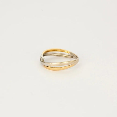 Bague 54.5 Bague Union - Alliance en or jaune et blanc 18 carats et diamants 58 Facettes LP1037/12