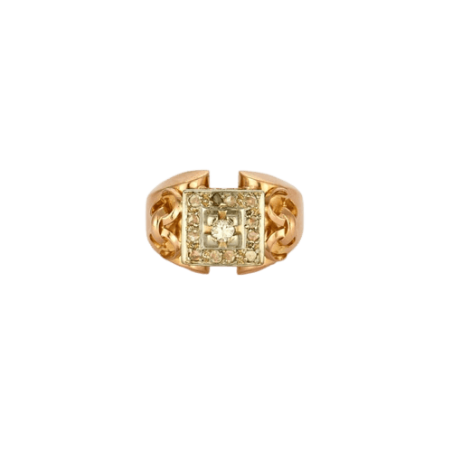 Bague 57 Bague tank Art déco en or jaune 18 carats et diamants 58 Facettes LP1078/13