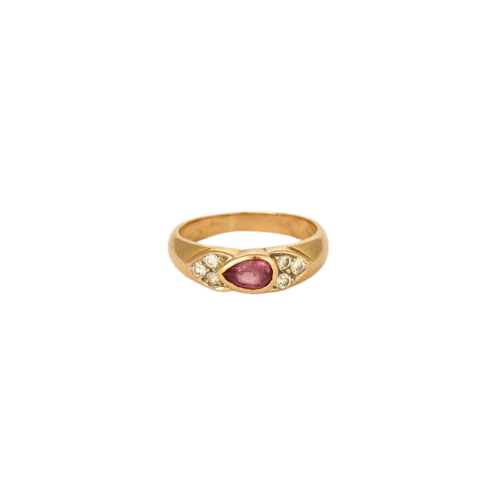 Bague 52 Bague jonc en or jaune 750 avec saphir rose et diamants 58 Facettes LP1109/13