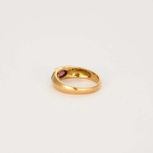 Bague 52 Bague jonc en or jaune 750 avec saphir rose et diamants 58 Facettes LP1109/13
