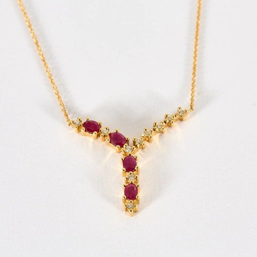 Collier Collier en or jaune 18K avec rubis et diamants 58 Facettes LP1206/17