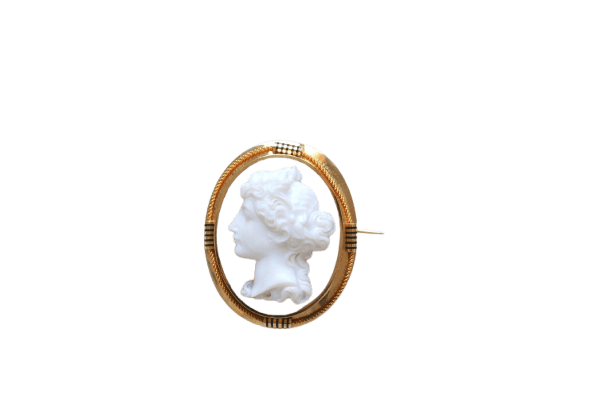 Broche Broche ancienne en or jaune et camée agate 58 Facettes