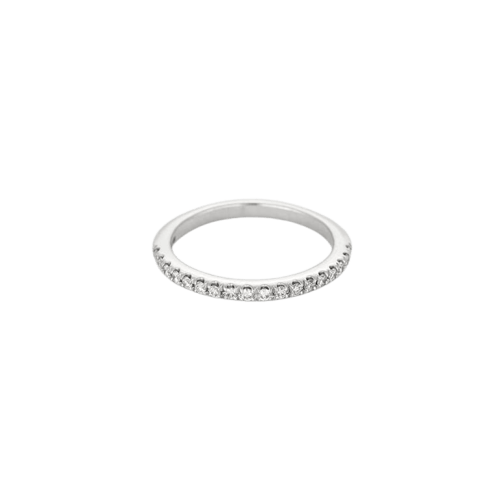 Bague 53 Alliance - Bague jonc semi-rond en or blanc et diamants 58 Facettes LP554/13
