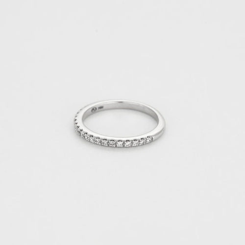 Bague 53 Alliance - Bague jonc semi-rond en or blanc et diamants 58 Facettes LP554/13