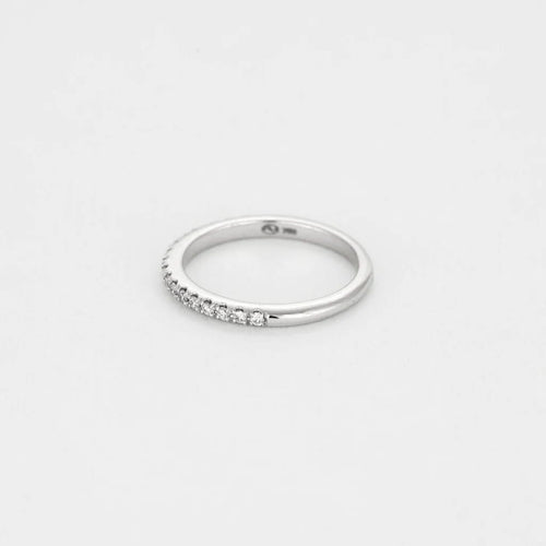 Bague 53 Alliance - Bague jonc semi-rond en or blanc et diamants 58 Facettes LP554/13