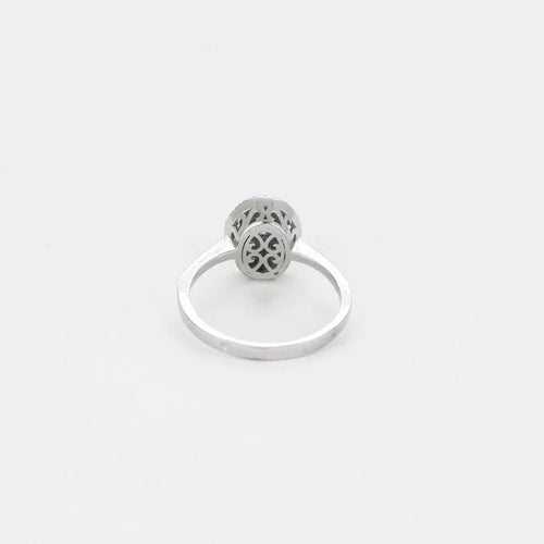 Bague 54 Solitaire halo - Bague en or blanc 18 carats et diamants 58 Facettes LP1286/11