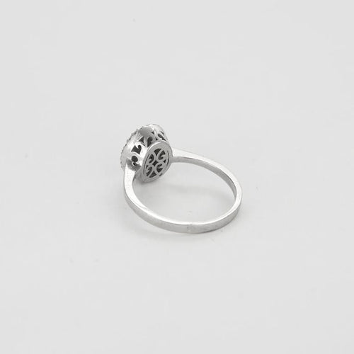 Bague 54 Solitaire halo - Bague en or blanc 18 carats et diamants 58 Facettes LP1286/11