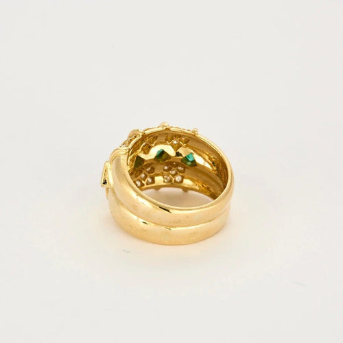 Bague 53 KOKIS - Bague bandeau en or jaune, diamants et émeraudes 58 Facettes LP1185