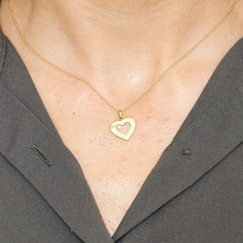 Collier Candela - Collier cœur en or jaune 750 et diamants 58 Facettes LP1141-LP1142