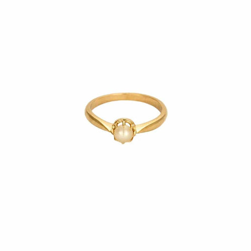 Bague 54 Bague solitaire jonc en or jaune 750 sertie d’une perle de culture 58 Facettes LP1271/BET