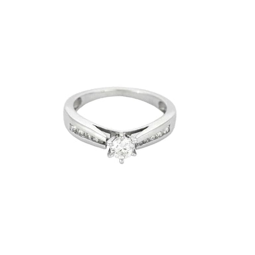 Bague 52.5 Bague solitaire en or blanc 18K et diamants 58 Facettes LP1250/BET