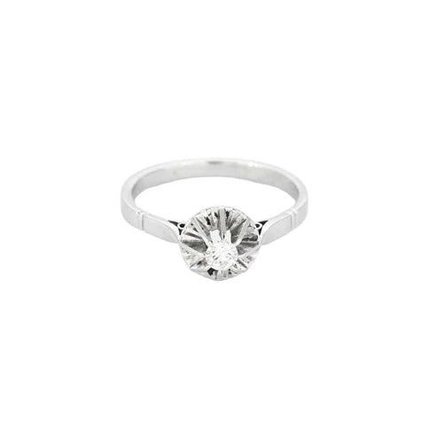 Bague 55.5 Solitaire - Bague en or blanc 18 carats avec diamant 58 Facettes LP1346/11