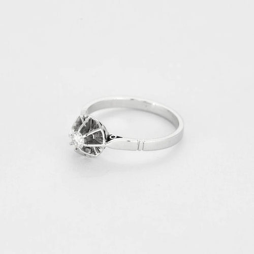 Bague 55.5 Solitaire - Bague en or blanc 18 carats avec diamant 58 Facettes LP1346/11