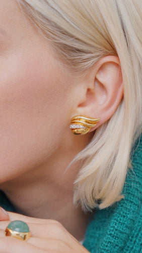Boucles d'oreilles Boucles d'oreilles clip flamme en or jaune 18kt et diamants 58 Facettes
