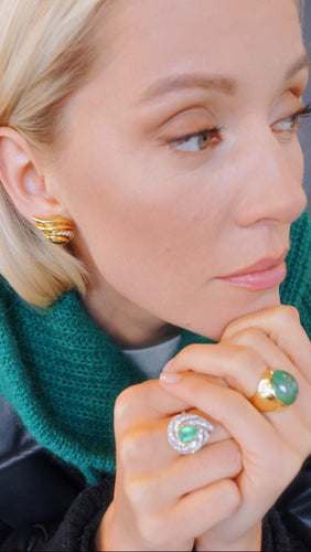 Boucles d'oreilles Boucles d'oreilles clip flamme en or jaune 18kt et diamants 58 Facettes