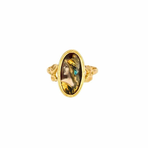Bague 61 Bague jonc en or jaune 750 et émaux de Limoges 58 Facettes LP1273/BET