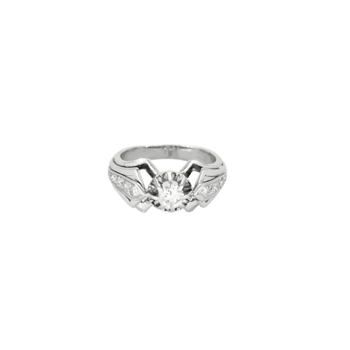 Bague 48 Solitaire - Bague tank en platine et diamants 58 Facettes LP1232/12