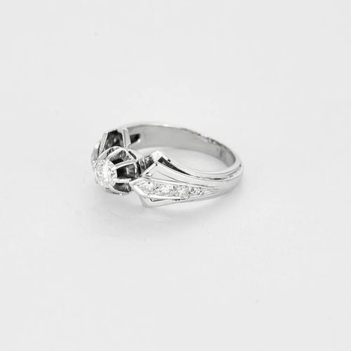 Bague 48 Solitaire - Bague tank en platine et diamants 58 Facettes LP1232/12
