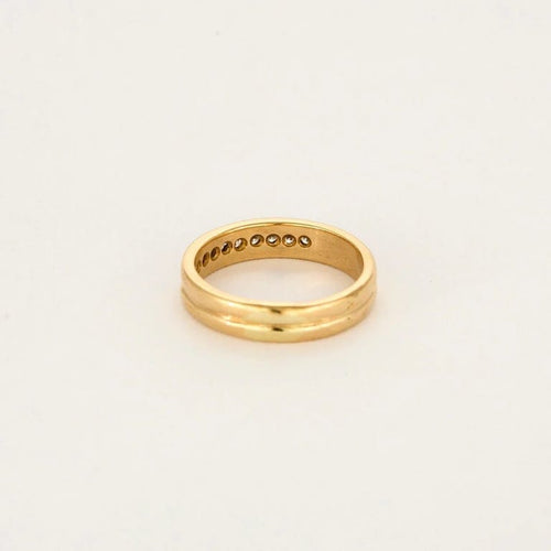 Bague 59 Alliance double jonc en or jaune 18 carats et diamants 58 Facettes LP1150