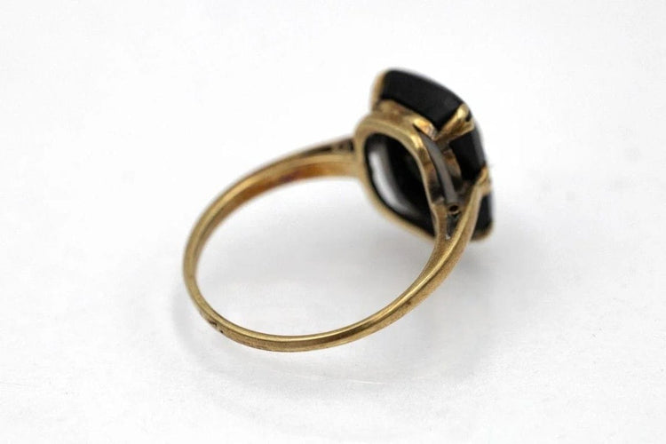 Bague 55 Bague Art déco en or jaune 14 carats, onyx et diamant 58 Facettes 11843