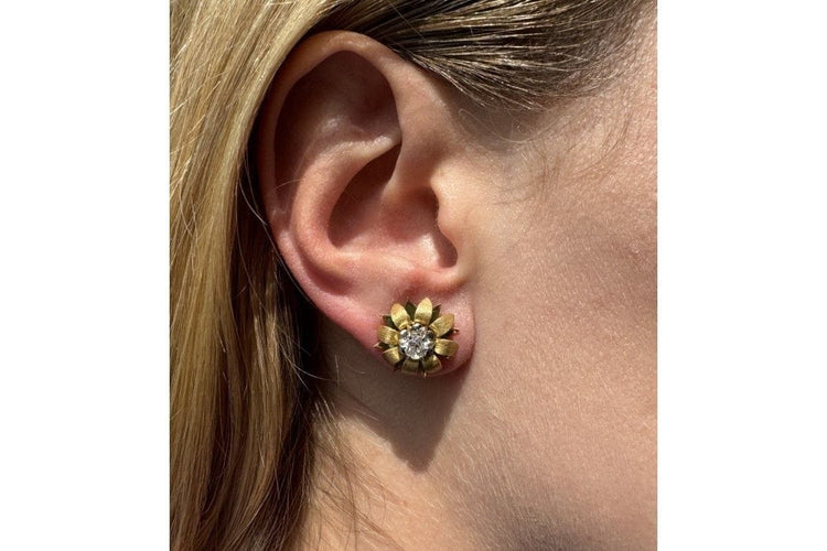 Boucles d'oreilles Boucles d'oreilles en or 18 carats et diamants taille ancienne 58 Facettes 9231