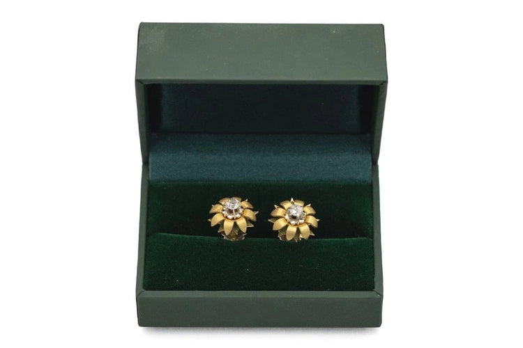 Boucles d'oreilles Boucles d'oreilles en or 18 carats et diamants taille ancienne 58 Facettes 9231