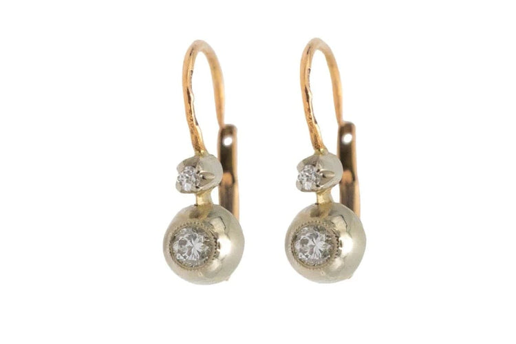Boucles d'oreilles Boucles d'oreilles en or jaune 14 carats avec diamants taille ancienne 58 Facettes 10190-4