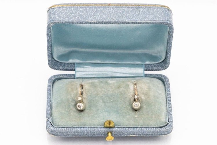 Boucles d'oreilles Boucles d'oreilles en or jaune 14 carats avec diamants taille ancienne 58 Facettes 10190-4