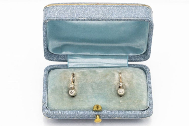 Boucles d'oreilles Boucles d'oreilles en or jaune 14 carats avec diamants taille ancienne 58 Facettes 10190-4